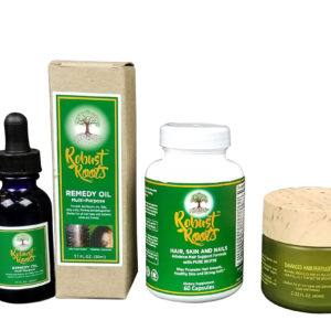A collection of Maintenance Kit - Oil, Vitamin and Fertilizer branded personal care products, including remedy oil, hair skin and nails supplement, and massage relief butter.